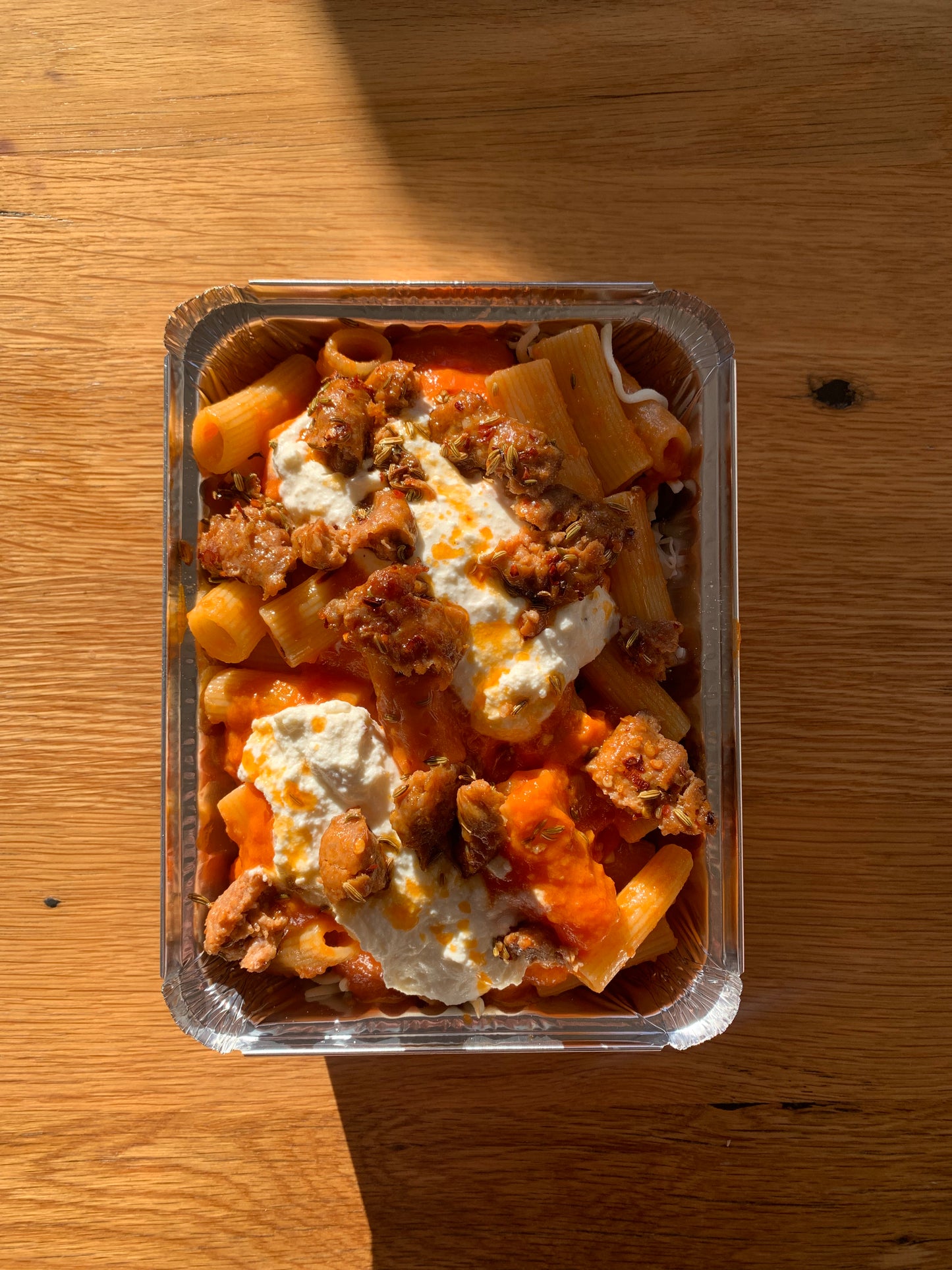 Spicy Sausage Baked Rigatoni